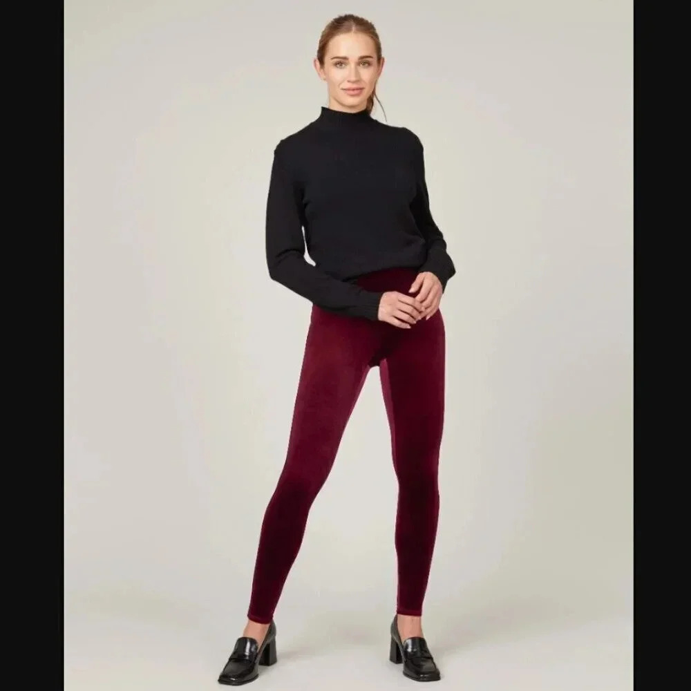 Spanx Velvet Leggings in Burgundy
